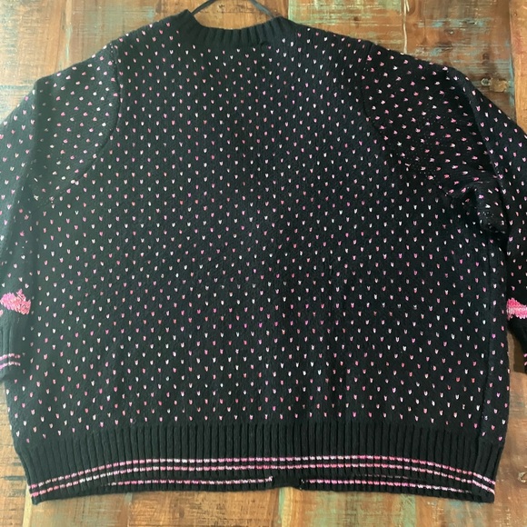 Torrid Heart Print Cardigan Sweater Black Size 5X Drop Shoulder Button Front - Picture 8 of 13